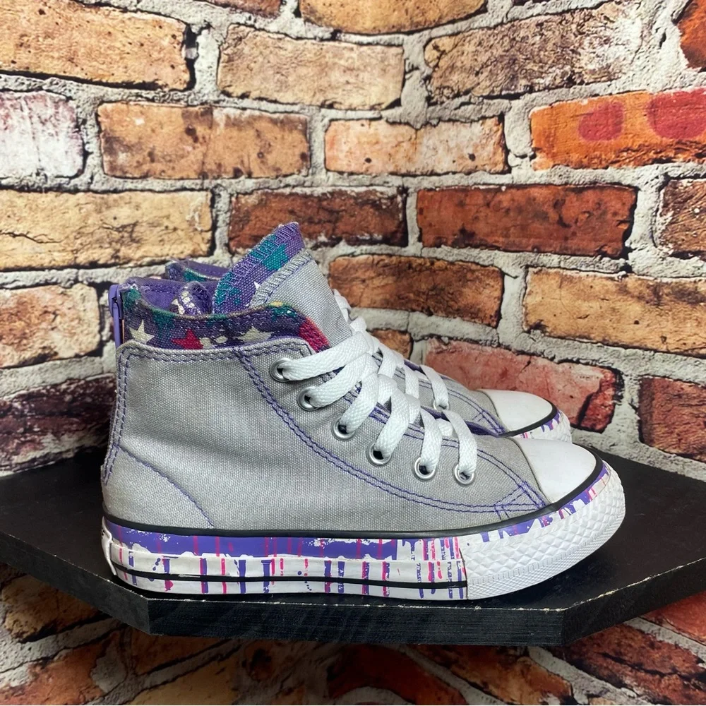Converse ctas hi grey purple zipper splatter drip - Picture 2 of 7